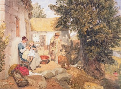 Cottages near Symonds Yat with Country Figures by Joshua Cristall